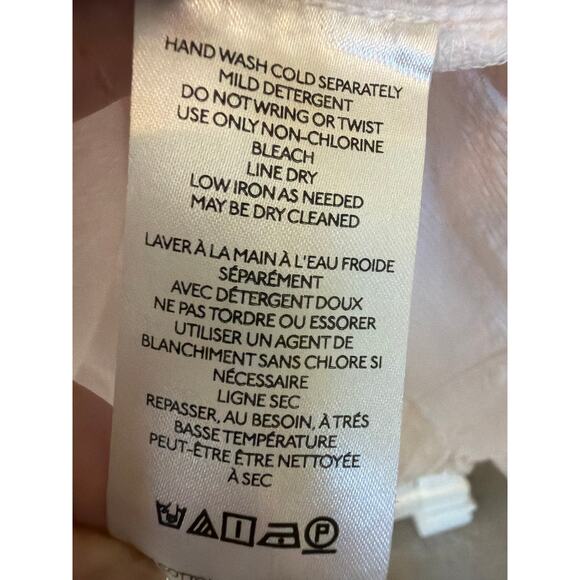 Anthropologie Ruffled V-Neck Blouse Womens Small Pale Pink White Prairie Cottage - Picture 7 of 10